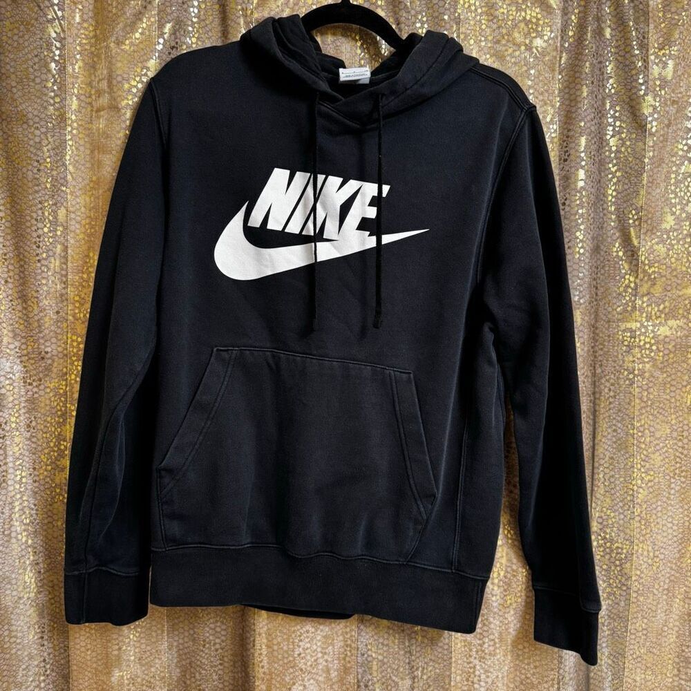 Nike Black White Logo Hoodie NFW Club Rough Sweatshirt Small